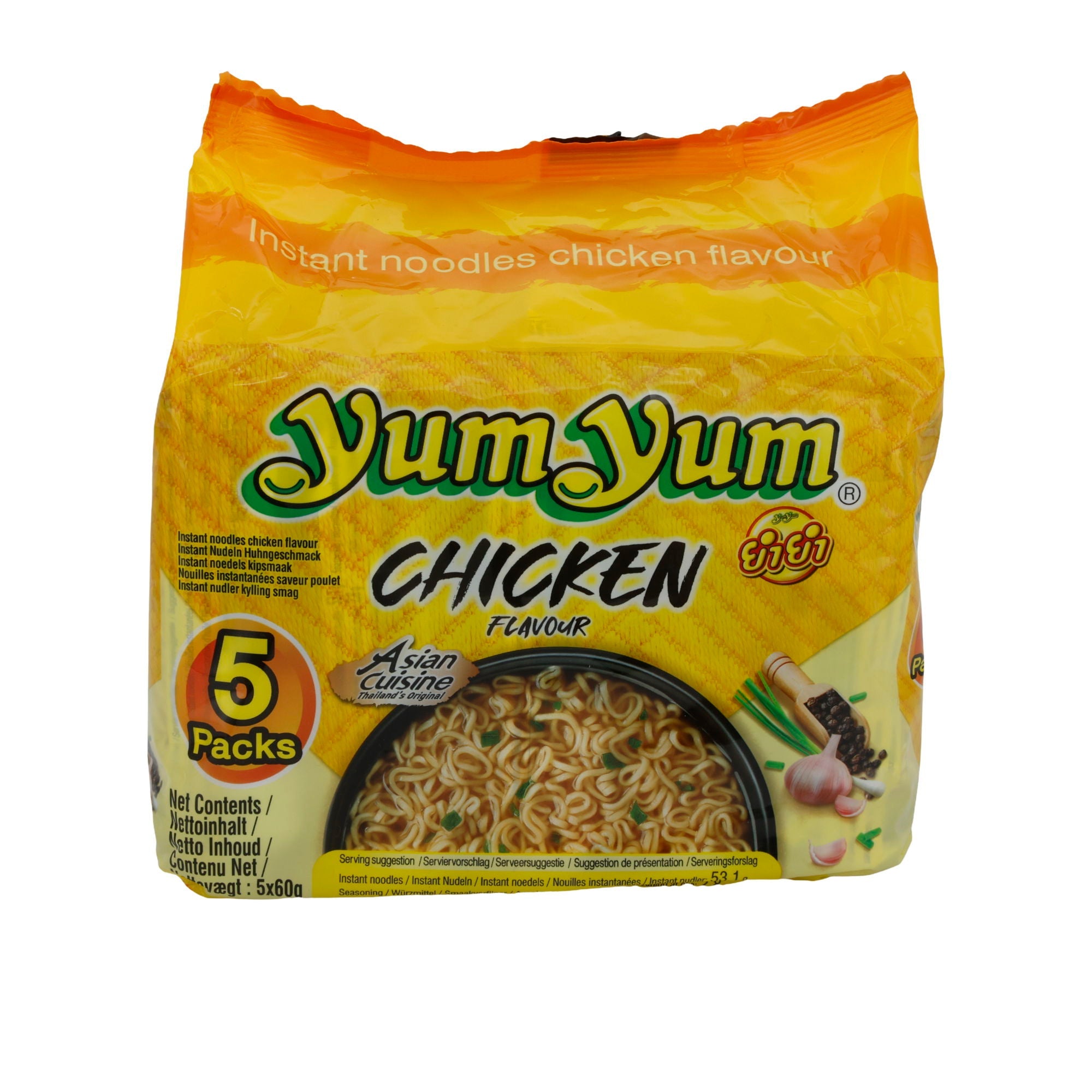 Instant Noodles Yum Yum | Chicken Flavour | Schnelle Mahlzeit mit asiatischem Flair | 5 × 60 g YUMYUM